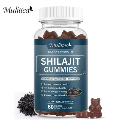 Shilajit Supplement Gummies Extra Strength Himalayan Resin Pure Organic Chewable Complex for Energy Cognition and Immunity